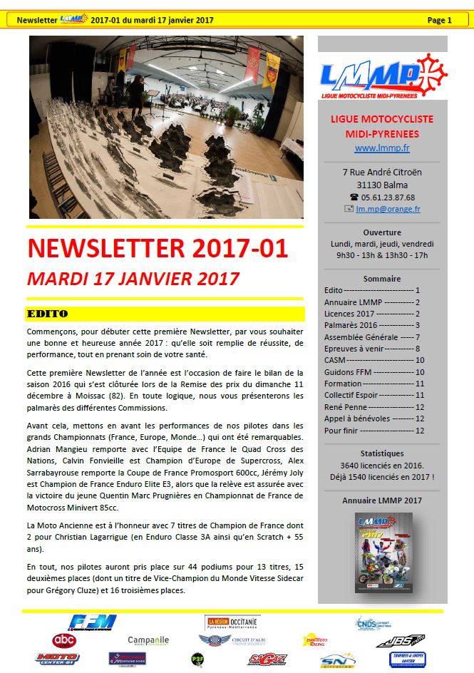 Newsletter LMMP N2017-01